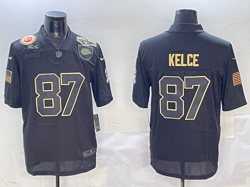 Men Kansas City Chiefs 87 Kelce Black 2025 Nike Salute to Service Limited NFL Jersey style 2